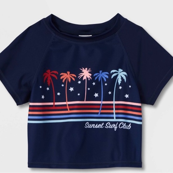 Art Class Girls 3 Piece Rashguard Swimsuit Set Sunset Surf Club design X… - Picture 3 of 10